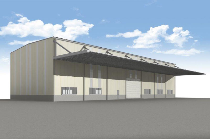 完成外観図　天井クレーン装備付き営業倉庫